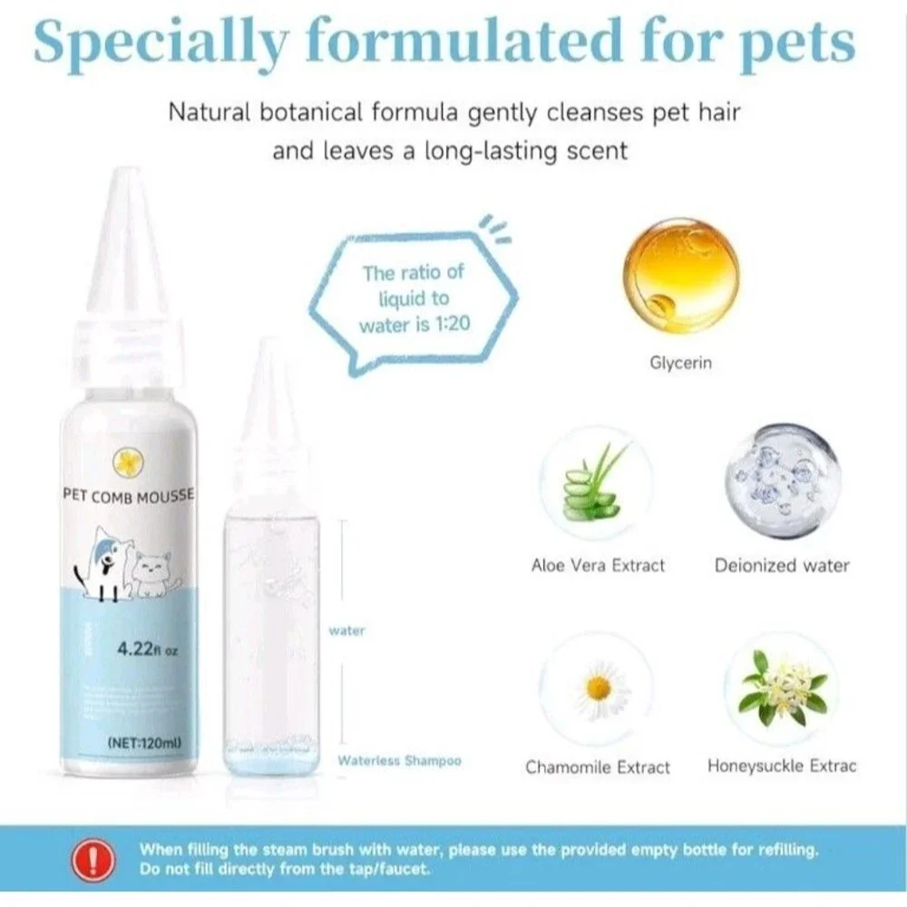 Pet Steam Brush for Dogs and Cats – 3-in-1 Spray Hair Removal Comb – Steam...